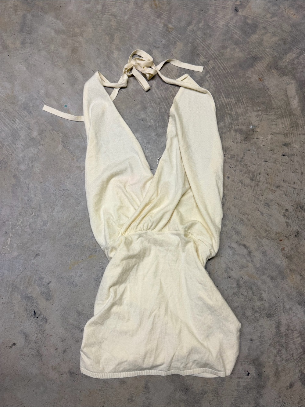 Edikted Cream Halter Wrap Dress